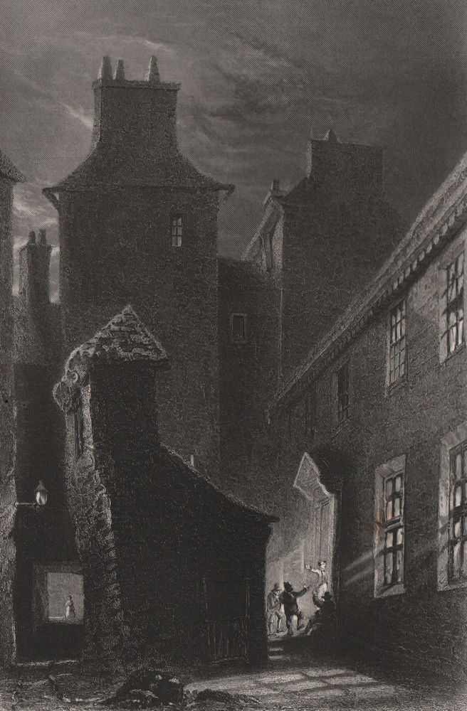 Globe Inn Close, Dumfries (the Howff of Burns). Scotland. BARTLETT c1840 print